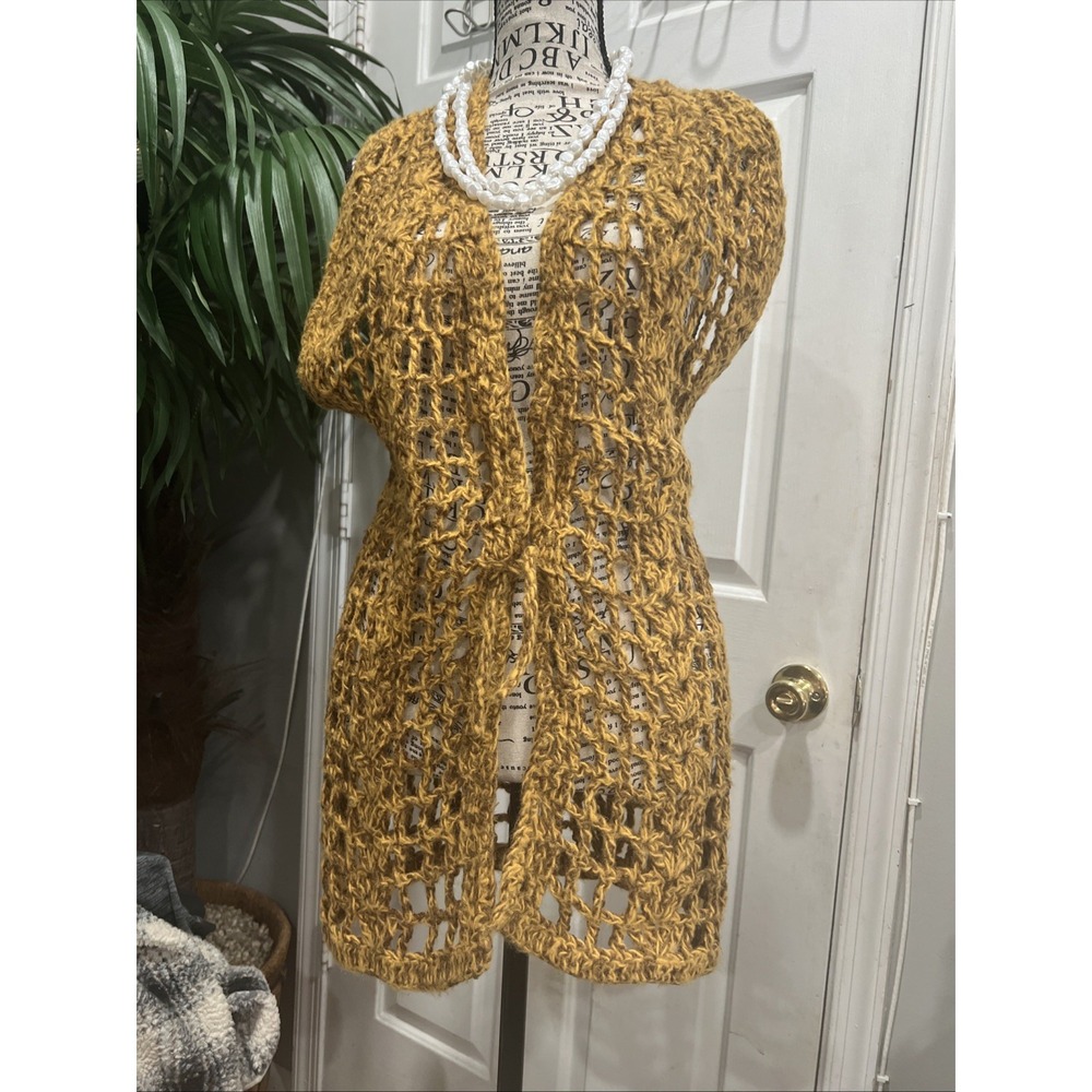 Handmade Crochet Vest Womens Copper Knit Mesh  Hippie Hobo Cool Vest Unique425-1